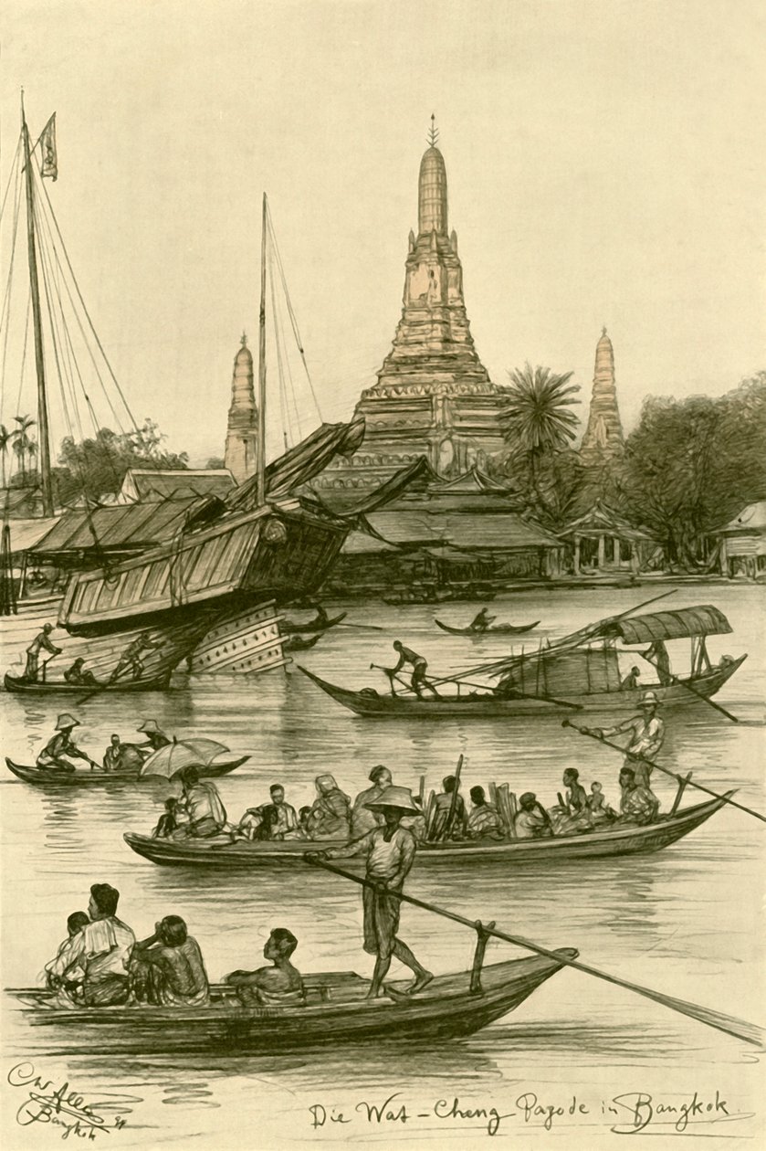वाट चांग, बैंकॉक, सियाम, 1898। द्वारा क्रिश्चियन विल्हेम एलर्स