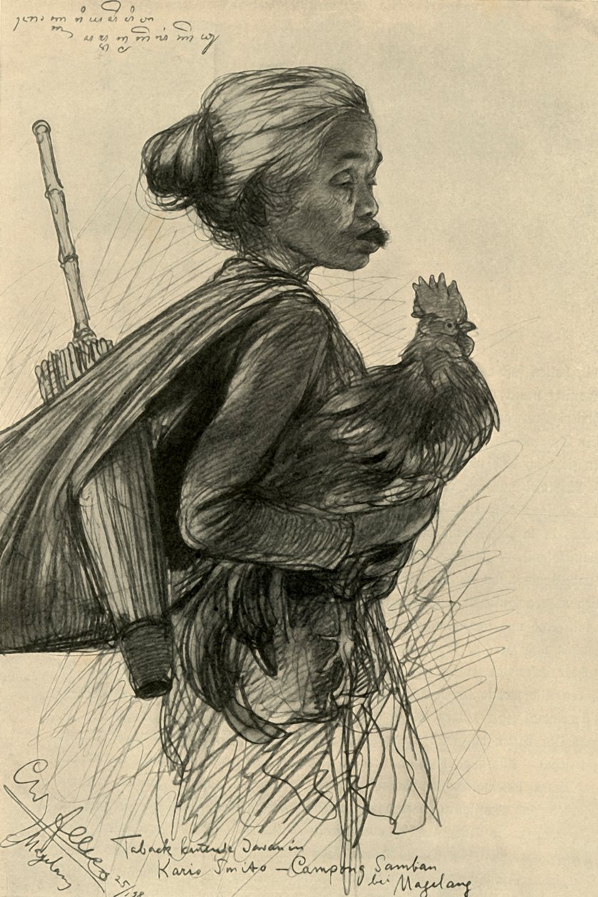 तम्बाकू चबाती महिला, मैगलैंग, जावा, 1898। द्वारा क्रिश्चियन विल्हेम एलर्स