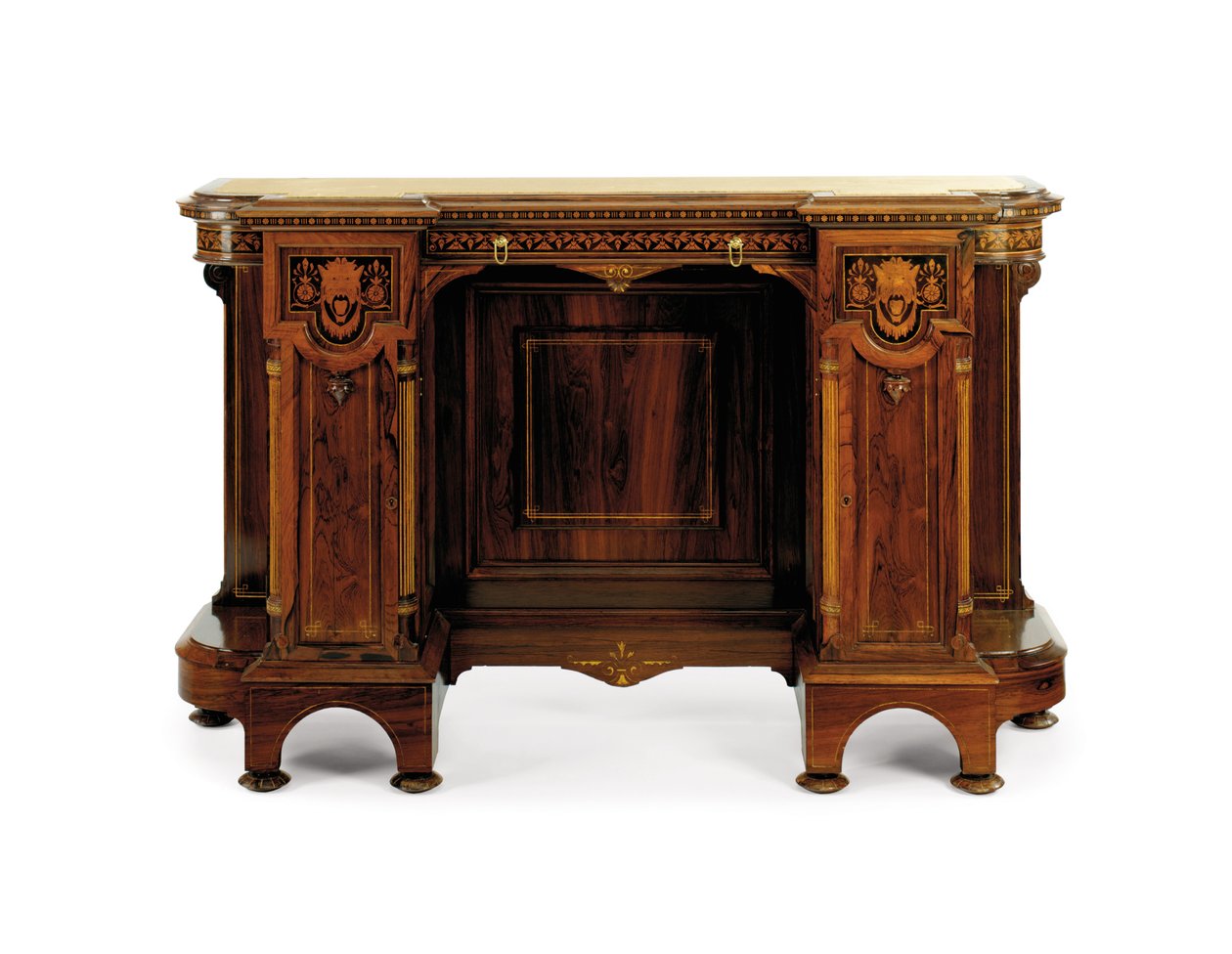 पुनर्जागरण पुनरुद्धार marquetry साइडबोर्ड द्वारा ईसाई और गुस्ताव हेर्टर