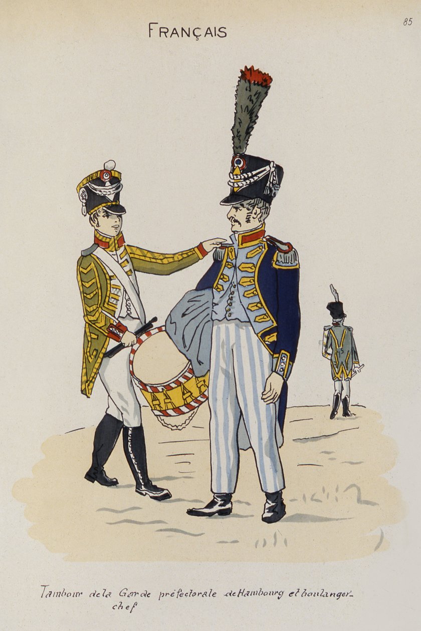 एक ड्रमर और हैम्बर्ग के प्रीफेक्चुरल गार्ड के मास्टर बेकर, c.1806 द्वारा क्रिस्टोफ़ सुहर