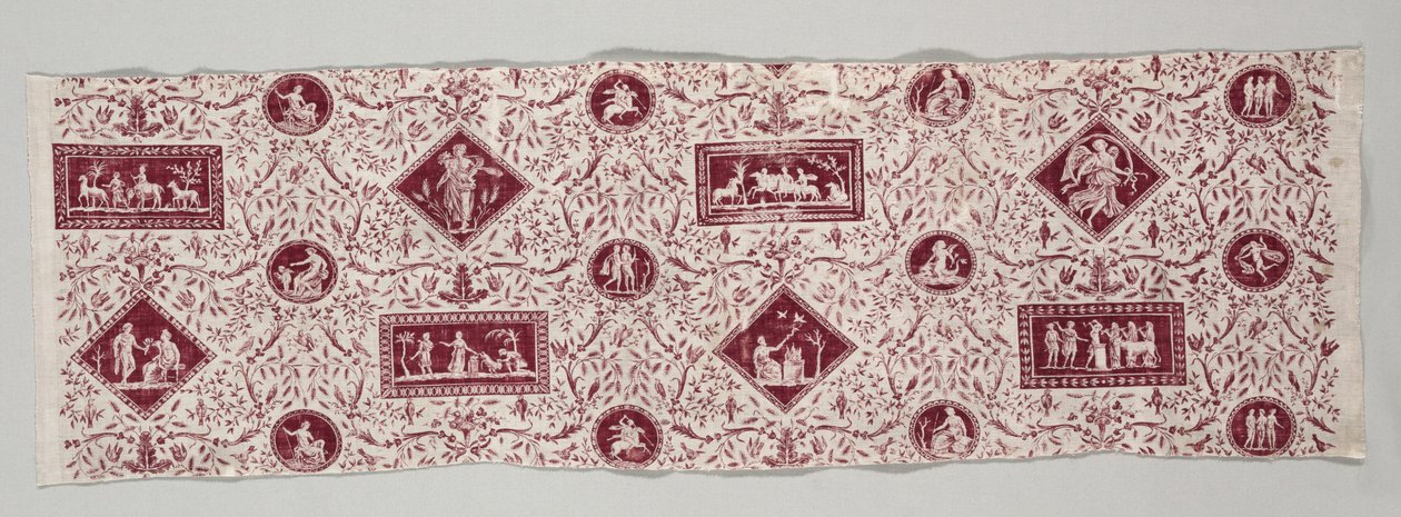 कॉपरप्लेट प्रिंटेड कॉटन की पट्टी, 1795-1799। द्वारा क्रिस्टोफ़ फिलिप ओबेरकैम्प्फ़