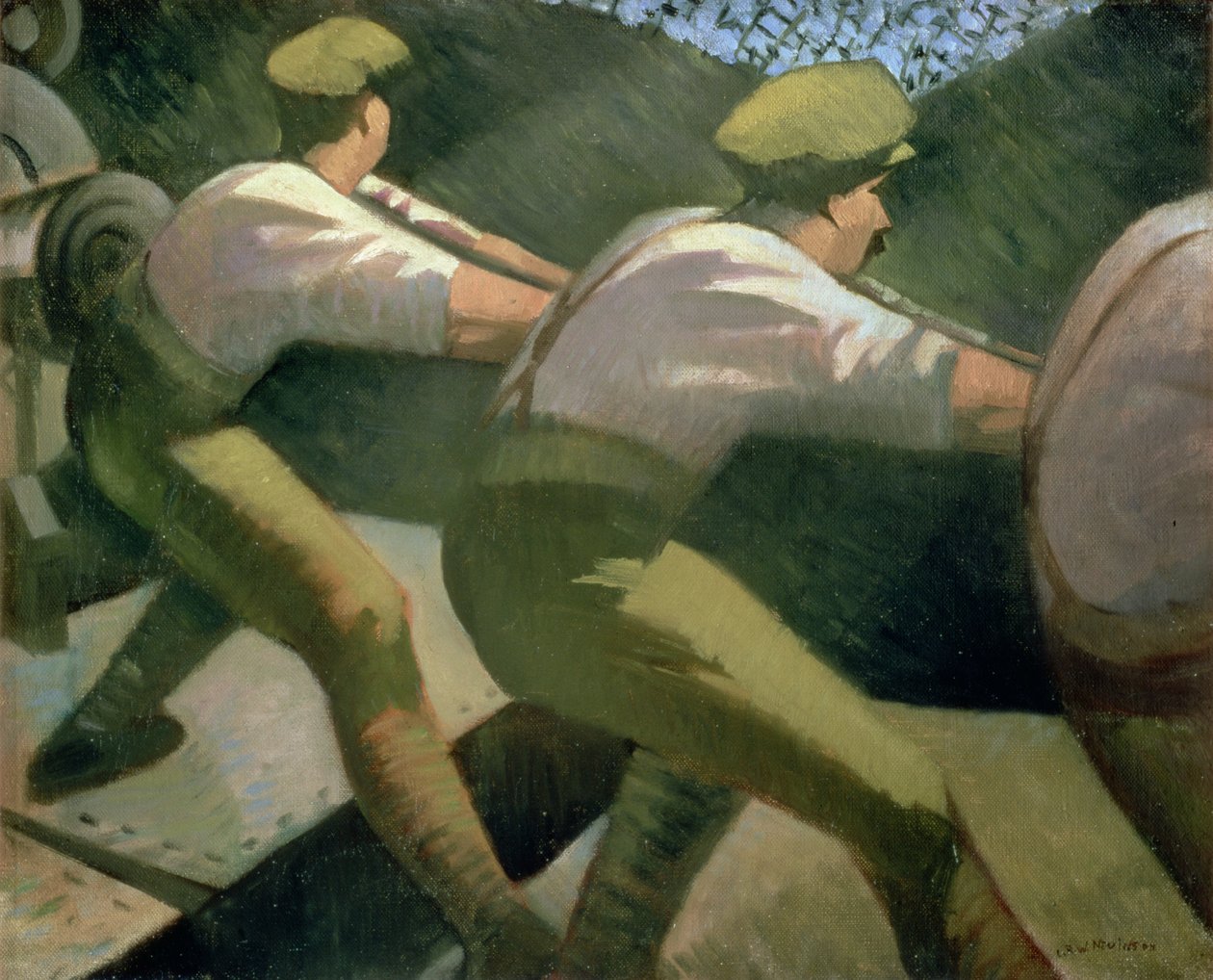 खाइयों में एक बंदूक लोड हो रहा है, 1918 द्वारा क्रिस्टोफर रिचर्ड विने नेविन्सन