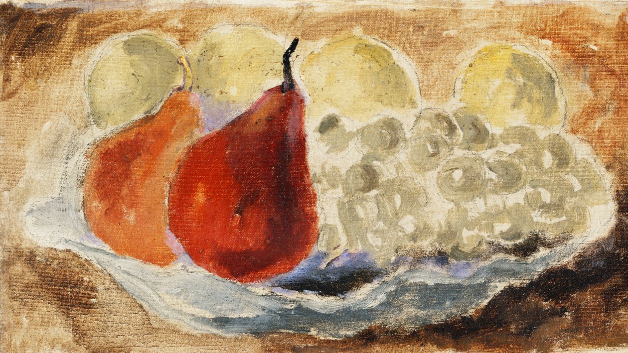 खोल, पकवान और फल, c.1922 (बोर्ड पर तेल) द्वारा क्रिस्टोफर वुड