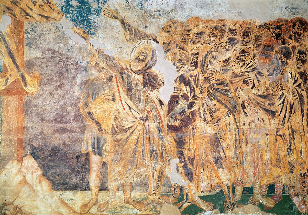 Crucifixion, दाहिने हाथ की ओर का विस्तार, c.1270 (439294 का विस्तार) द्वारा जियोवन्नी सिमाबु