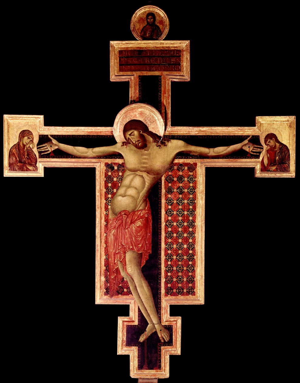 Cimabue (Cenni di Pepo) (1272-1302) 1268-1271 Dim. 336x267 cm Arezzo, चर्च ऑफ़ सैन डोमेनिको की लकड़ी पर क्रूसिफ़िक्स डेट्रेम्पे द्वारा सीमाब्यू