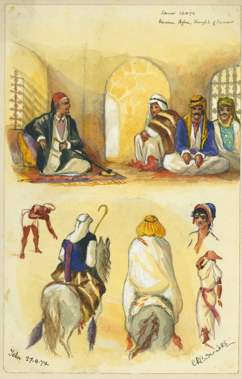 समूर और जेबा, 1872 (कागज पर wc und पेंसिल) (316774 और 316775 भी देखें) द्वारा क्लाउड कॉनडर
