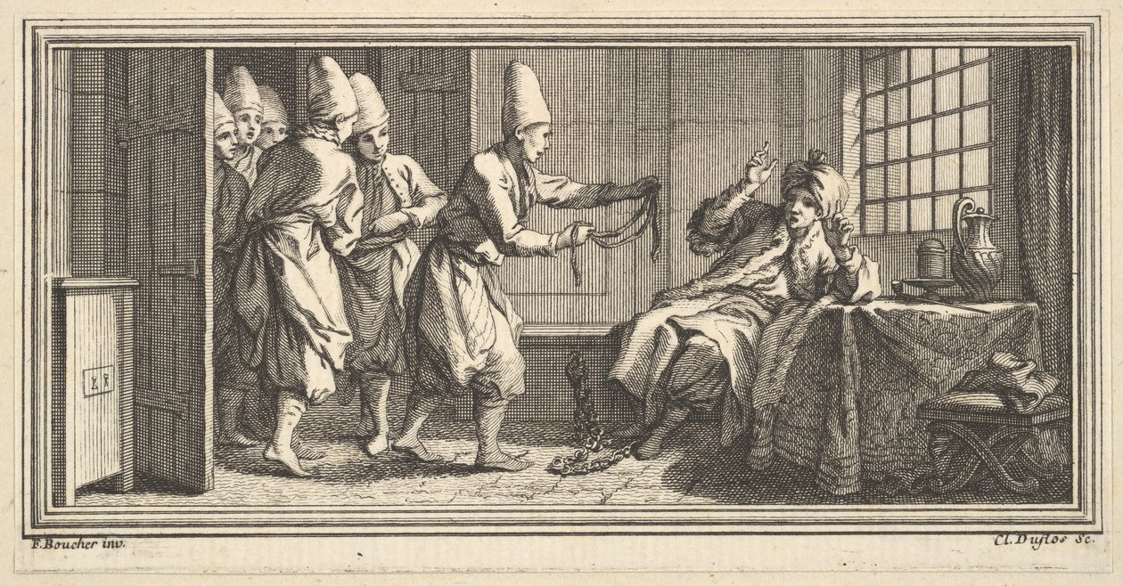 कैदी को रस्सी लाना, 1746-47। द्वारा क्लाउड ऑगस्टिन डफ्लोस