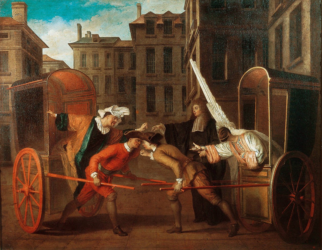 "द टू कैरिज", c.1707 (कैनवास पर तेल) द्वारा क्लाउड गिलोट