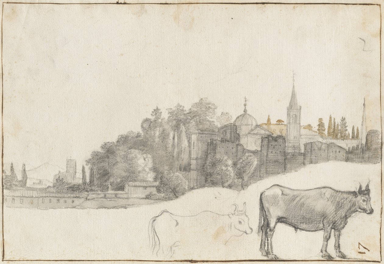 रोम में पियाज़ा डेल पॉपोलो के बाहर का एक दृश्य, 1640-41 द्वारा क्लाउड लोरेन