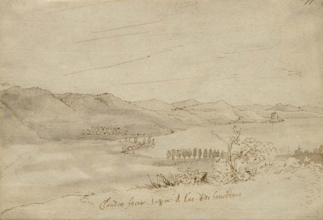 लेक ब्रैकियानो का एक दृश्य, c.1638-39 द्वारा क्लाउड लोरेन