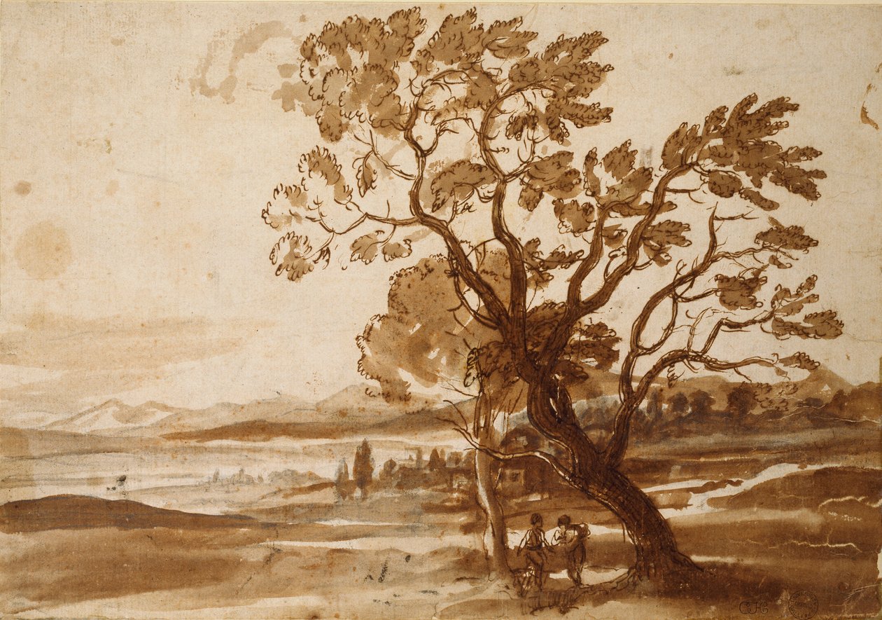 दो पेड़ों वाला लैंडस्केप, c1638 द्वारा क्लाउड लोरेन