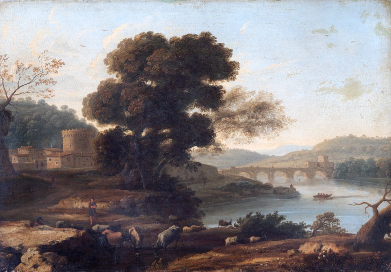 पोंटे मोल, रोम के साथ देहाती लैंडस्केप, c1645 द्वारा क्लाउड लोरेन
