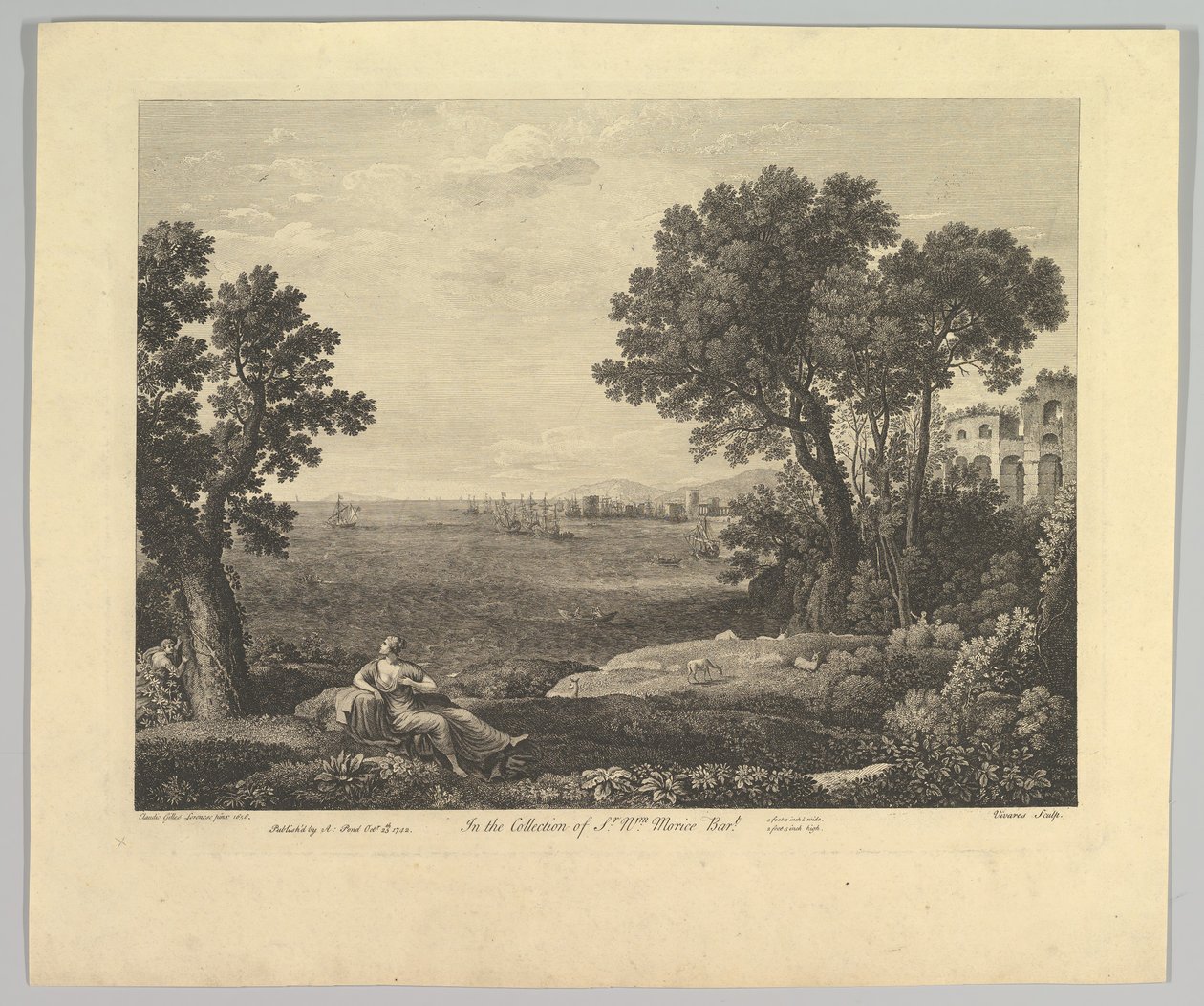 Bacchus और Ariadne के साथ Seascape, 1742। द्वारा क्लाउड लोरेन