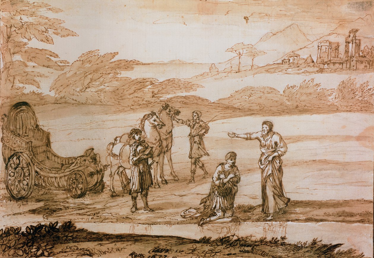 सेंट फिलिप को यूनुच, 1677 (कागज पर स्याही से धोना) को नष्ट करना द्वारा क्लाउड लोरेन