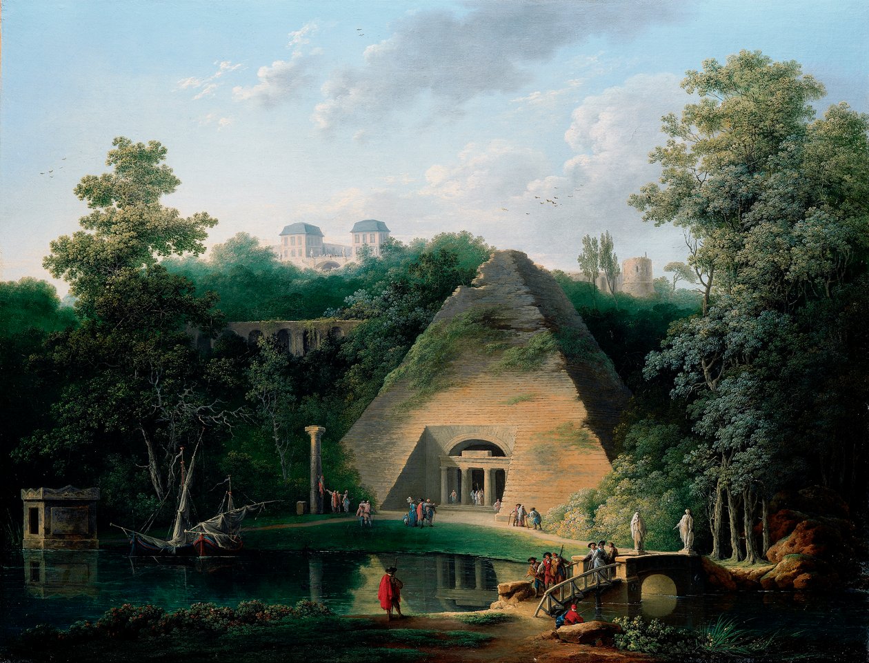 चेटो डी मौपर्टिसेन में पिरामिड, c.1785 द्वारा क्लाउड लुइस चैलेट