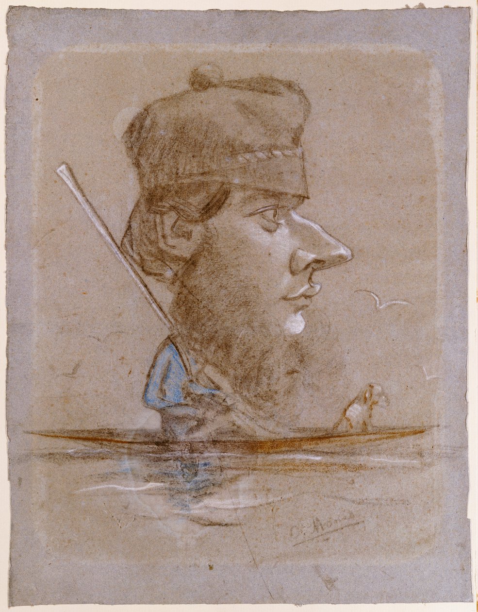 एक शिकारी और एक नाव पर उसका कुत्ता, c.1858-59 द्वारा क्लाउड मोनेट
