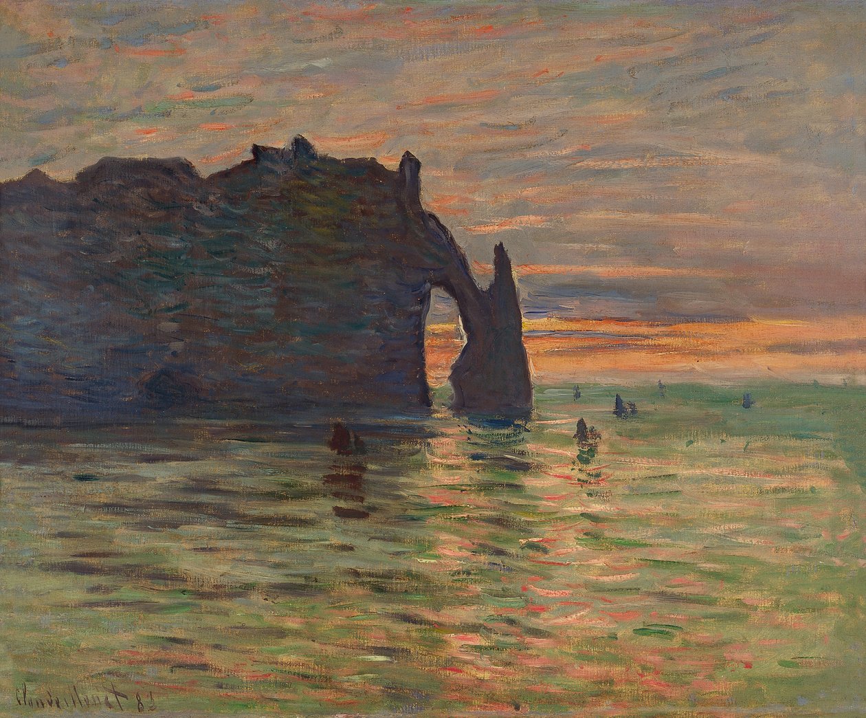 Etretat में सूर्यास्त द्वारा क्लाउड मोनेट