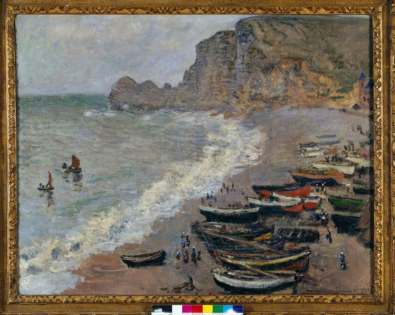 Etretat: समुद्र तट और Amont का दरवाजा द्वारा क्लाउड मोनेट