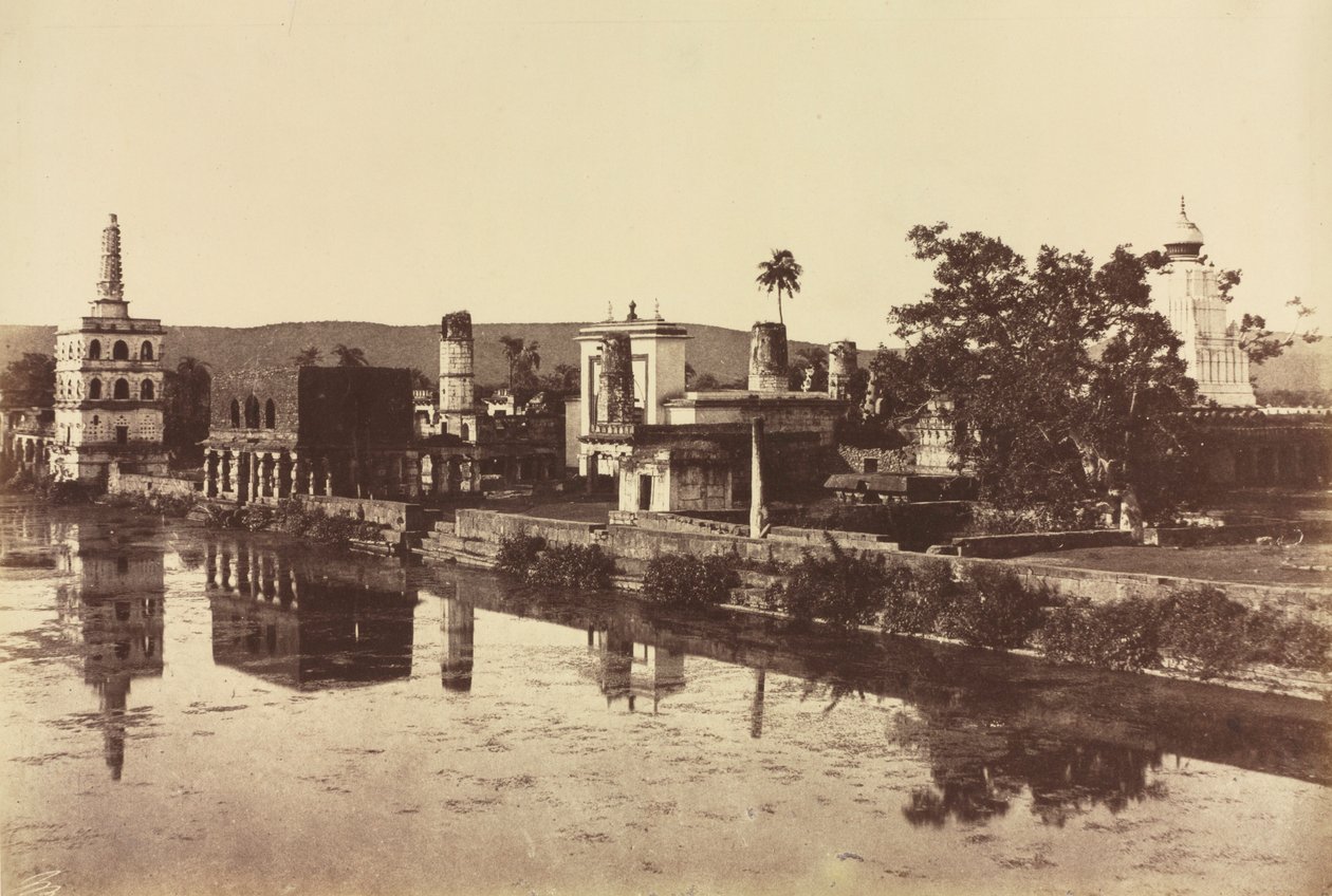 बंशुनुरे में टैंक और मंदिर, सी। 1857। द्वारा कर्नल थॉमस बिग्स