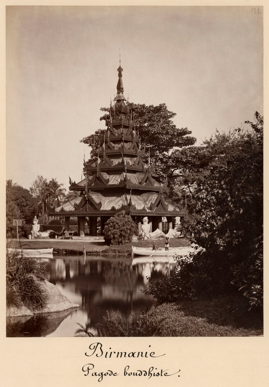 बौद्ध विश्राम गृह, मौलमीन, बर्मा, c.1875 (एक ग्लास नकारात्मक से एल्बम प्रिंट) द्वारा कॉलिन रॉड्रिक मरे