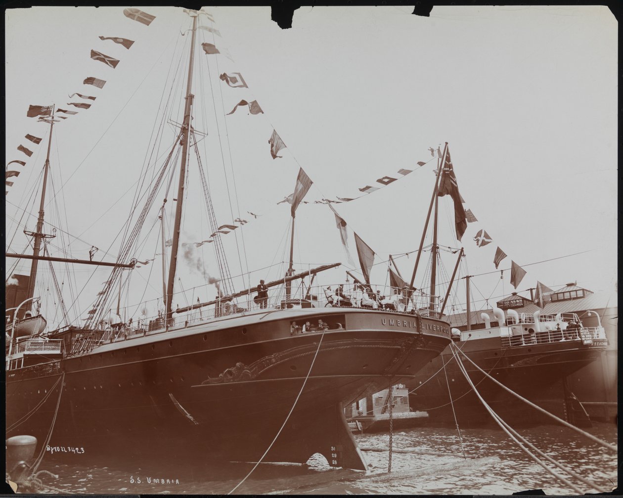 डॉक पर एसएस "उम्ब्रिया", c.1897 (b/w फोटो) द्वारा कंपनी बायरन