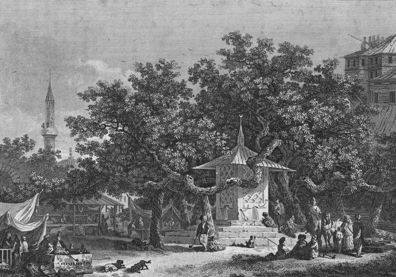 हीथ द्वारा उत्कीर्ण, दमिश्क के शहर के पास का एक दृश्य द्वारा कॉनराड मार्टिन मेट्ज़