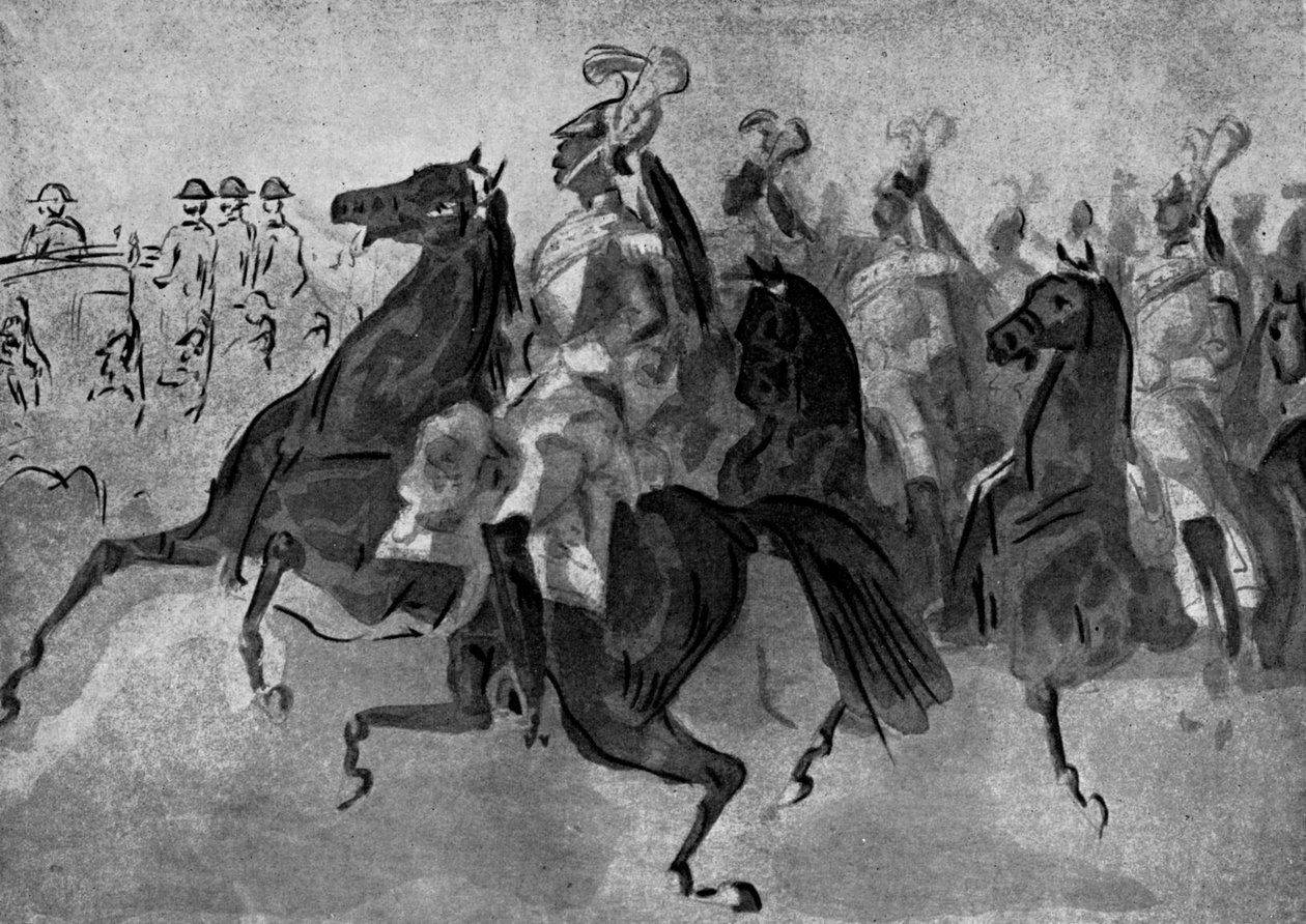 एस्कॉर्ट ऑफ क्यूरासियर्स, 19 वीं शताब्दी, 1930। द्वारा कॉन्स्टेंटिन दोस्तों