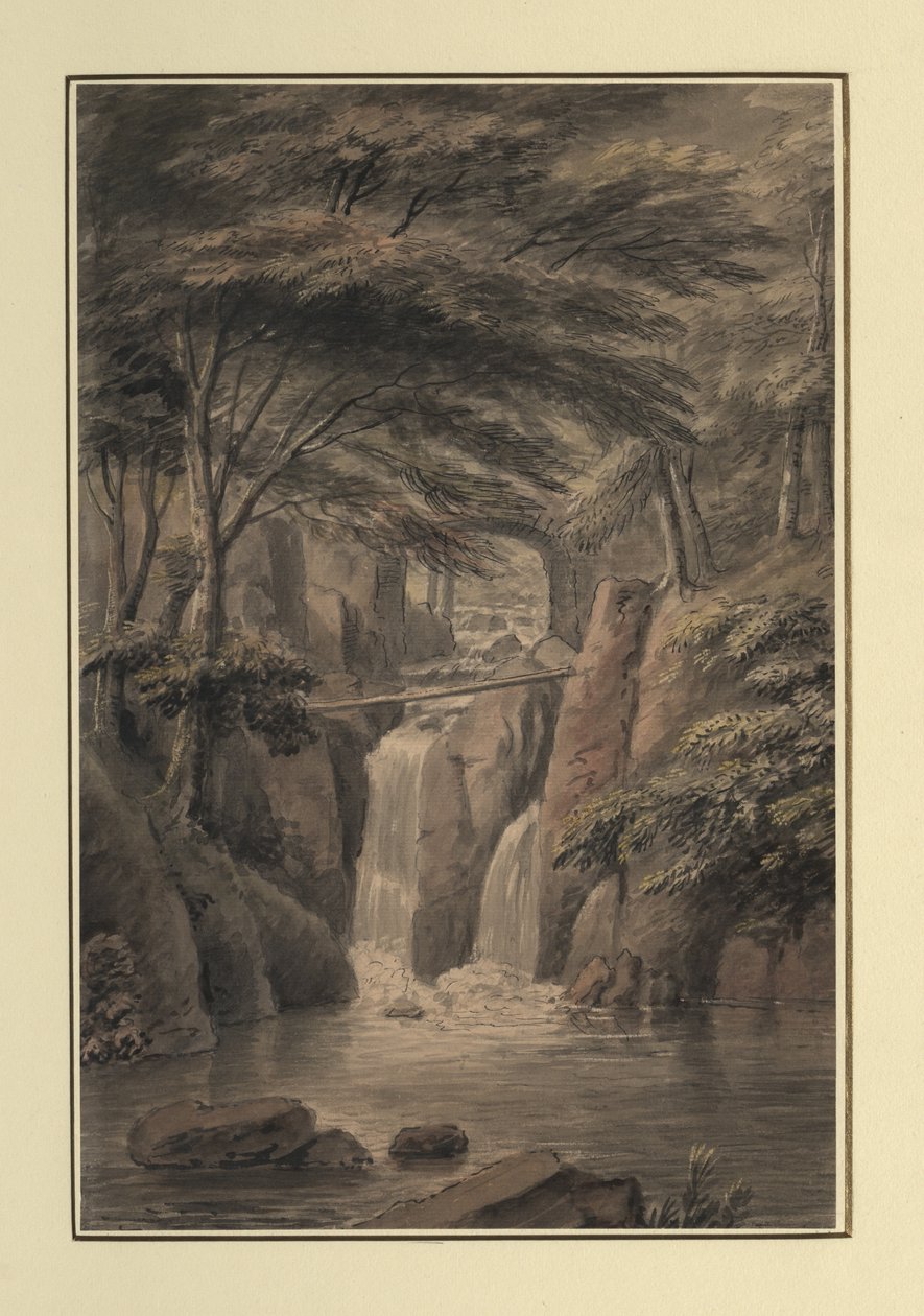 सर माइकल फ्लेमिंग का कैस्केड, 1780 (wc, स्याही और कागज पर पेंसिल) द्वारा कॉपस्टोन वॉरियर बामफिल्डे