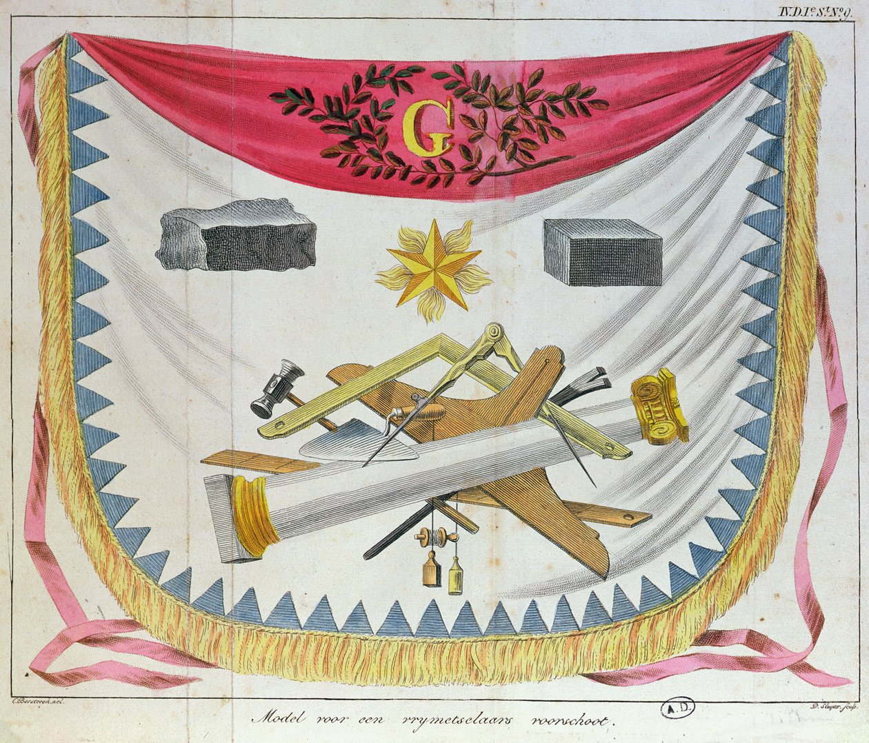 एक मेसोनिक एप्रन, 1826 द्वारा कॉर्नेलिस बोरस्टीघ