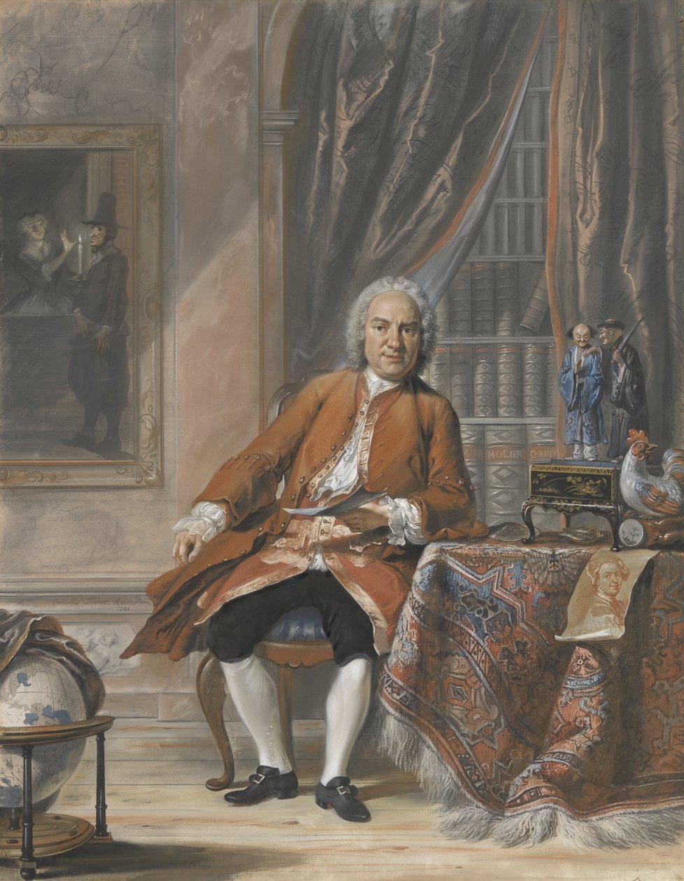 जोन जैकब मौरिसियस का पोर्ट्रेट, सूरीनाम का गवर्नर-जनरल, 1741 (कागज पर पेस्टल) द्वारा कॉर्नेलिस ट्रॉस्ट