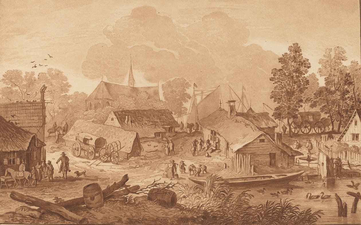 तालाब वाला गांव, सी। 1782. द्वारा कॉर्नेलिस ब्रौवर