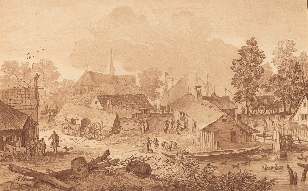 तालाब वाला गांव, सी। 1782. द्वारा कॉर्नेलिस ब्रौवर