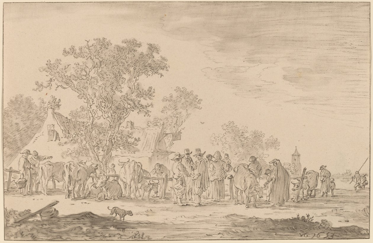 मवेशी बाजार, 1767। द्वारा कॉर्नेलिस प्लोस वैन अम्स्टेल