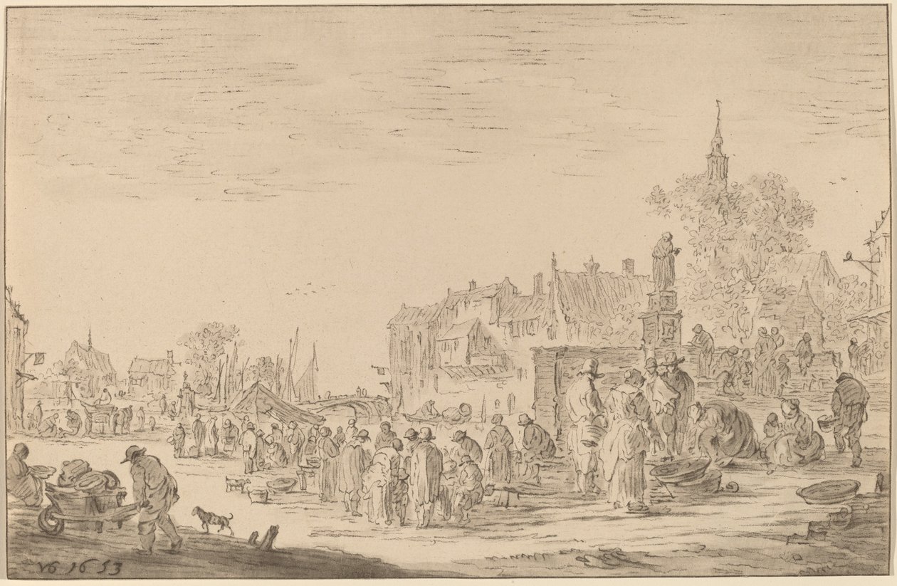 मछली बाजार, 1767। द्वारा कॉर्नेलिस प्लोस वैन अम्स्टेल