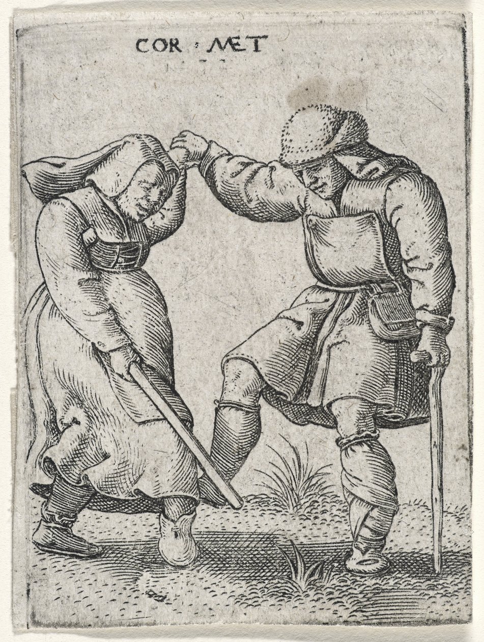 एक महिला के साथ एक बैंडेड फुट नृत्य के साथ एक आदमी, 1572 (रखी कागज पर उत्कीर्णन) द्वारा मालिश के बाद कॉर्नेलिस