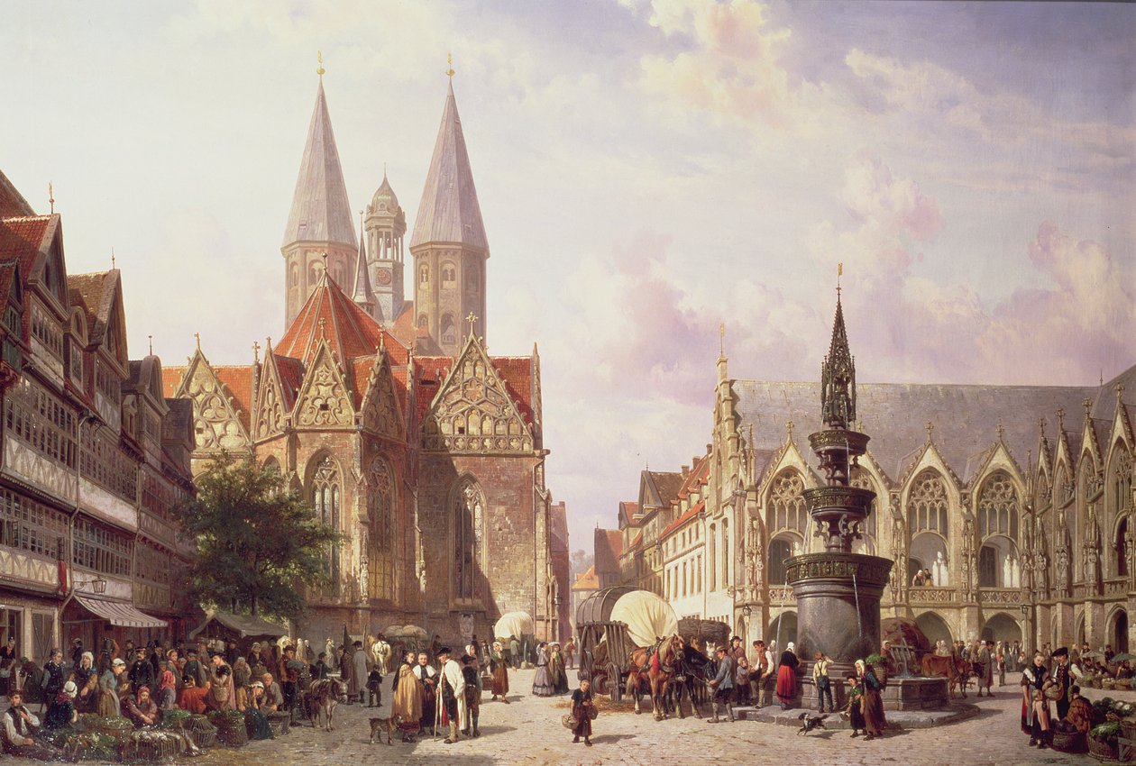 Braunschweig पर बाज़ार दृश्य द्वारा कॉर्नेलिस स्प्रिंगर