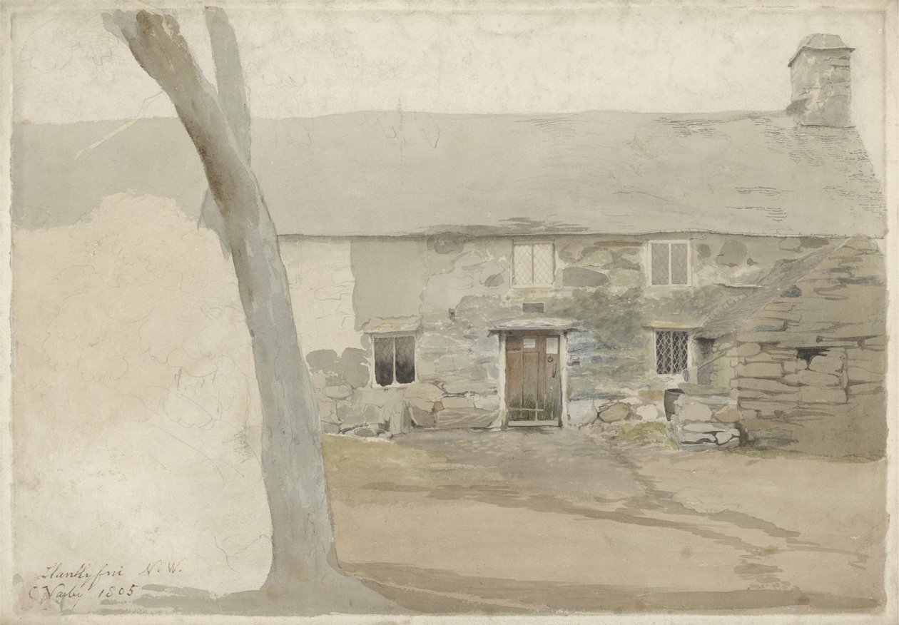 Llanllyfni, उत्तरी वेल्स में कॉटेज, 1805 (कागज पर ग्रेफाइट से अधिक) द्वारा कॉर्नेलियस वर्ली