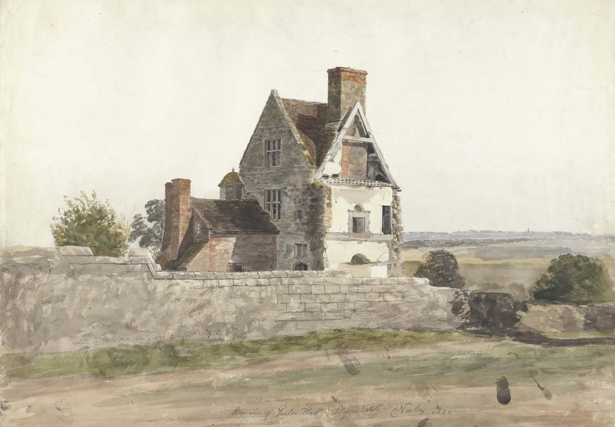 पार्टन हॉल, स्टैफ़र्डशायर, 1820 के अवशेष द्वारा कॉर्नेलियस वर्ली