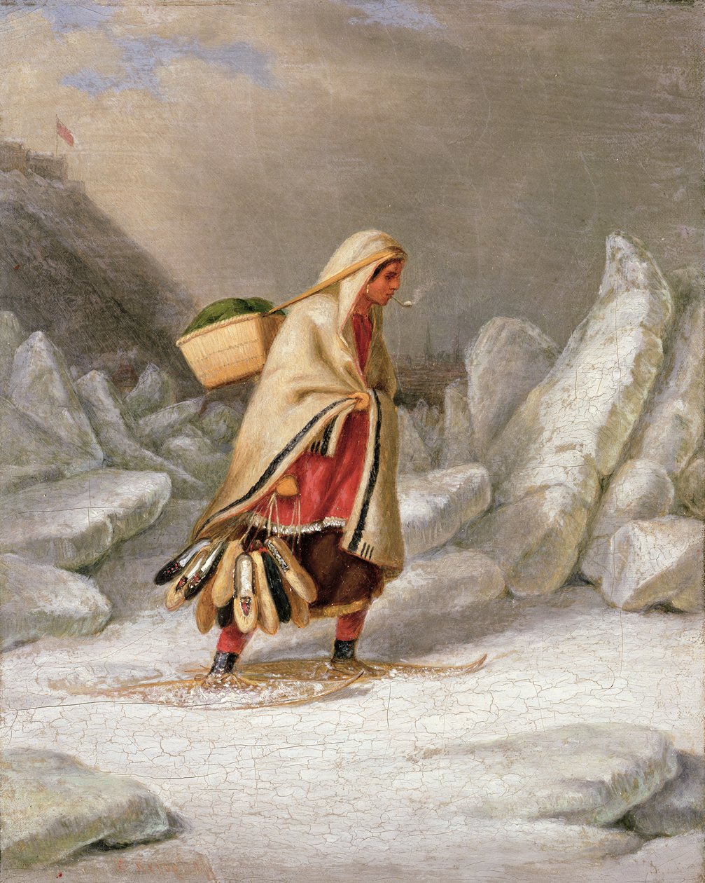 Snowshoes पहने एक भारतीय महिला द्वारा कॉर्नेलियस क्रिघॉफ