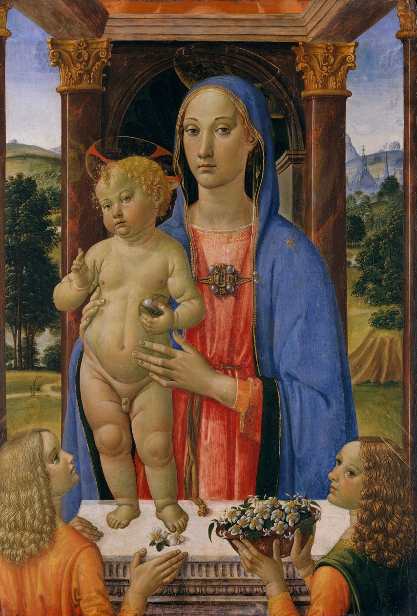 मैडोना और बाल एन्जिल्स के साथ, c.1480-2 (लकड़ी पर तड़का और सोना) द्वारा कोसिमो रोसेली