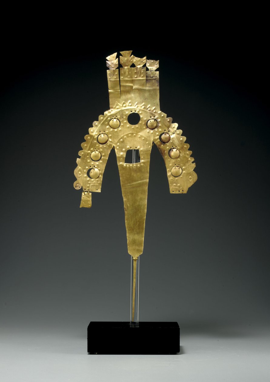 एक हुआरी गोल्ड प्लम आभूषण, साउथ कोस्ट, c.700-1000 (सोना) द्वारा संस्कृति हुरी