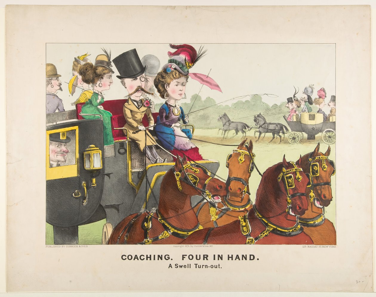 कोचिंग - फोर हैण्ड इन - ए स्वेल टर्न-आउट, 1876। द्वारा कैरियर और Ives