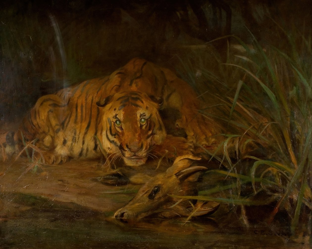 टाइगर एंड प्री, 1931। द्वारा कटहबर्ट एडमंड स्वान