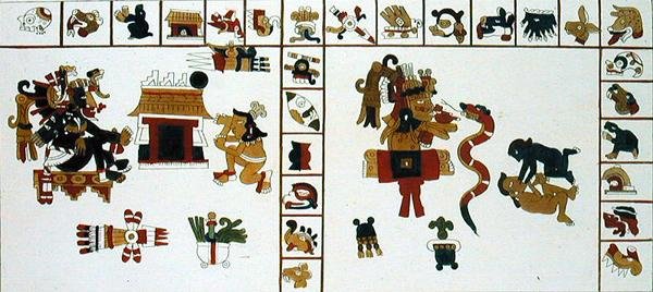 चित्रलिपि पांडुलिपि भगवान चुआकोहुआती (रंग उत्कीर्णन) को दर्शाती है द्वारा डीके (बाद में) बोनाटि