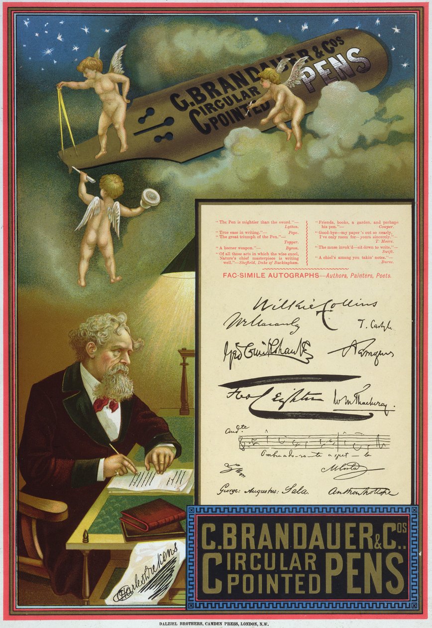 C. Brandauer und Co. परिपत्र पॉइंटेड पेन के विज्ञापन द्वारा Dalziel ब्रदर्स