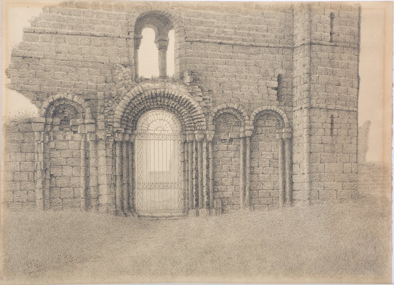 लिंडिस्सपर्ने प्रीरी, वेस्ट फ्रंट, c.1916 (कार्ड पर कोयला) द्वारा डैनियल ओलिवर