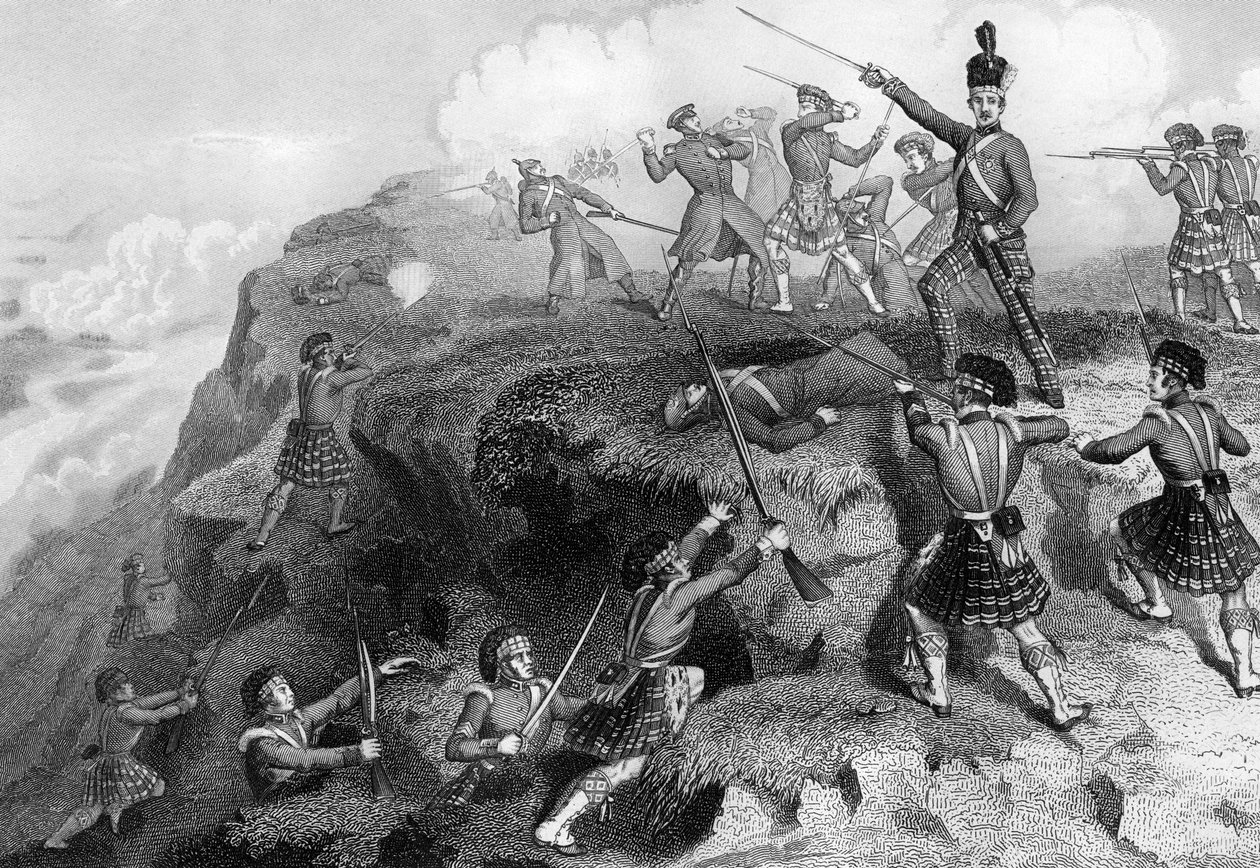 हाइलैंडर्स ने रूसी रिडाउट, अल्मा की लड़ाई, 1854, 1857 पर हमला किया द्वारा डैनियल जॉन पाउंड