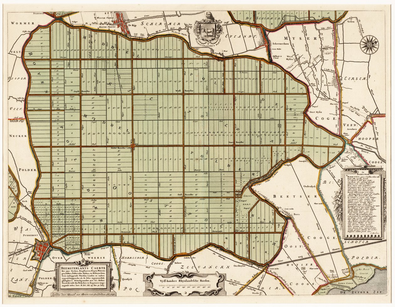 Beemsterlants Caerte, Beemster का ऐतिहासिक नक्शा, नीदरलैंड्स द्वारा डेनियल वैन ब्रिन