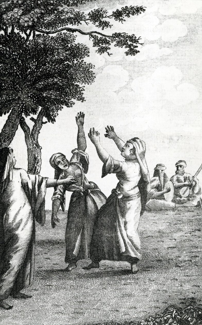 मिस्र में डांसिंग गर्ल्स, पूर्व और 1792 में अरब और अन्य देशों के माध्यम से नीबह्र्स ट्रेवल्स से ली गईं द्वारा डेनिश स्कूल