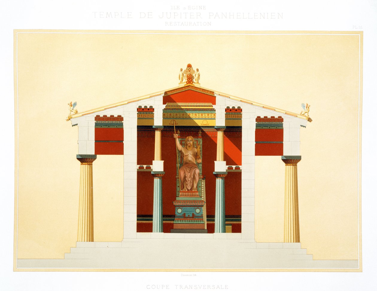 एजिना में बृहस्पति के मंदिर का अनुप्रस्थ खंड द्वारा Daumont